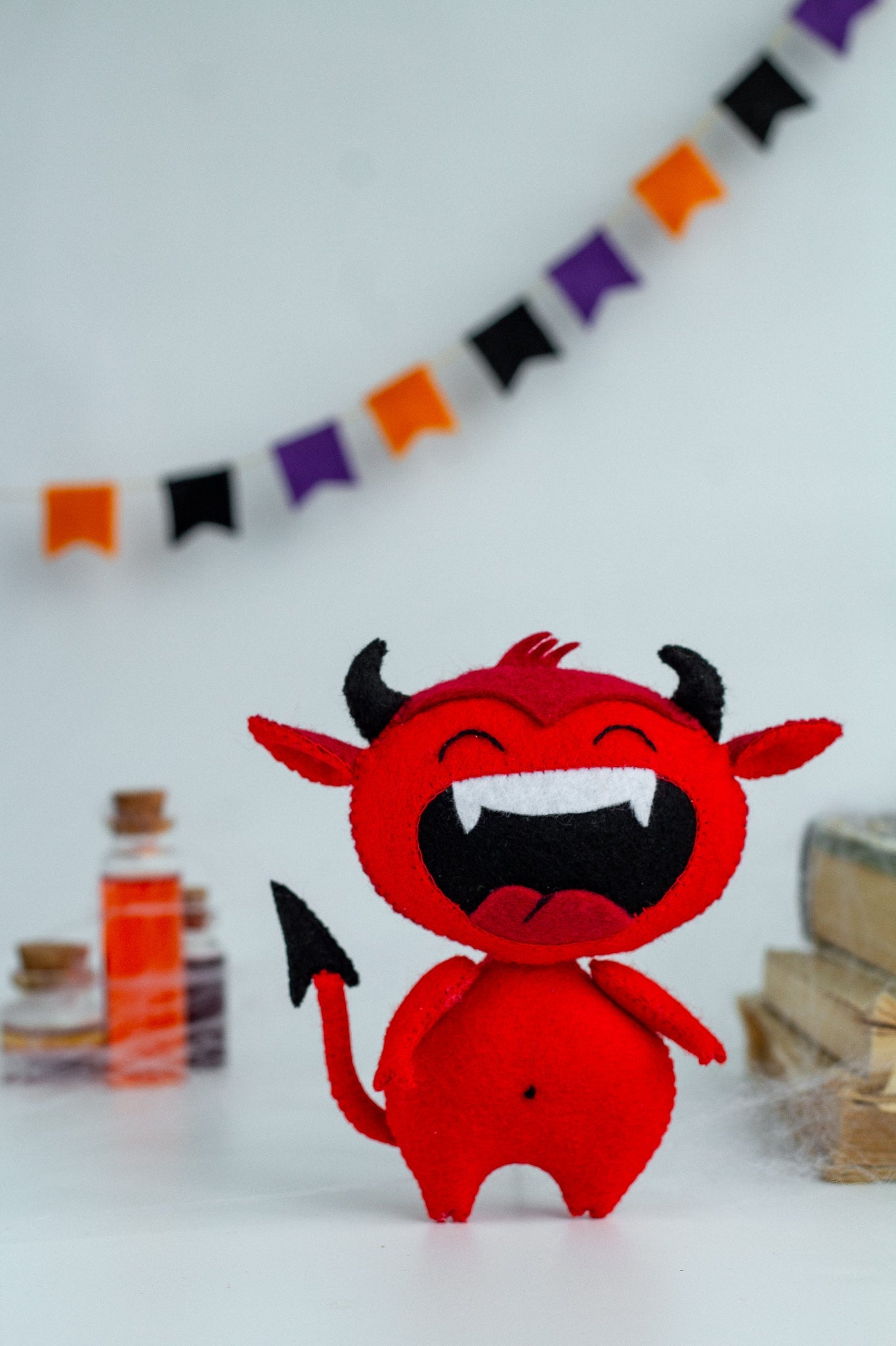 Halloween Devil Ornament – Spooky Handmade Felt Decoration - WoollyFox